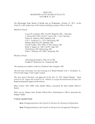 MINUTES MISSISSIPPI STATE BOARD OF HEALTH OCTOBER 12, 2011 The Mississippi  State Board of Health met