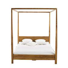 Available in black, white, and silver, this hannatou bed will certainly add functionality while saving space! Acacia 160 X 200 King Size Four Poster Bed Maisons Du Monde Four Poster Bed Poster Bed Four Poster