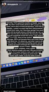 Shreya Jains statement on Reddit and this sub. Thoughts? Personally, feel  its fair because one influencer shouldnt dominate the narrative  themselves when they have their own platform : rInstaCelebsGossip