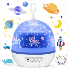Blovec Star Projector Night Lights For Kids Kids Projector Lamp 4 Sets Of Film Star Sea World Universe Carousel 360 Rotating Projector 8 Colorful Lights Gift For Boys And Girls White