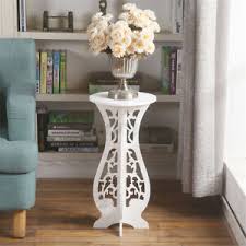 Running out of places to display your plant and flower collection? Indoor Plant Flower Pot Stand Display Wooden Rack Holder Table Decor Round White Ebay