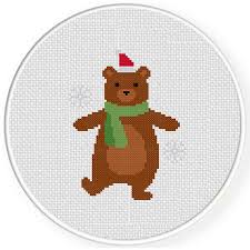 Brown bear cross stitch patterns. Christmas Weather Bear Cross Stitch Pattern Daily Cross Stitch
