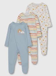Baby Multi Rainbow Print Sleepsuits 3 Pack Newborn 24 Months Tu Clothing Newborn Boy Clothes Baby Boy Outfits Baby Boy Clothes Newborn