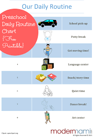 afternoon routine for preschoolers free printable preschool