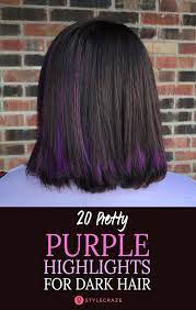 20 Pretty Purple Highlights Ideas For Dark Hair Dark Purple Hair Purple Highlights Brown Hair Purple Hair Highlights