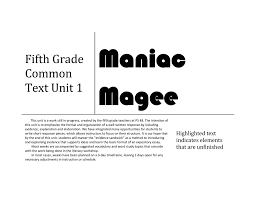 Maniac Magee Unit Plan Doc