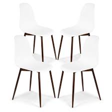 Poly And Bark Landon Contemporary Kitchen Dining Sculpted Midcentury Side Chair White Set Of 4 Le Dining Chairs White Dining Chairs Dining Chair Slipcovers
