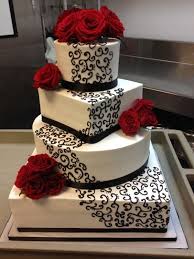 Red White And Black Square Wedding Cake Cakes Weddingcakes Weddings Weddingideas Wedding Cake Red Square Wedding Cakes Buttercream Wedding Cake