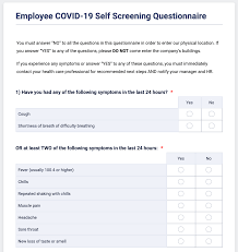 While employers can monitor employees or track them, they can only do so for legitimate business reasons. Employee Covid 19 Self Screening Questionnaire Form Template Jotform