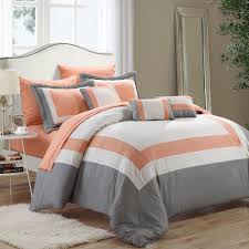 Take a look at this modern makeover where peach steals the show. Duke Peach White Grey 10 Piece Comforter Bed In A Bag Set Walmart Com Walmart Com