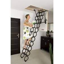 Fakro Lst Insulated Scissor 8 17 Ft To 9 17 Ft Rough Opening 27 5 In X 31 5 In Scissor Steel Attic Ladder With 350 Lbs Capacity Lowes Com Attic Ladder Attic Stairs Pull Down Loft Ladder