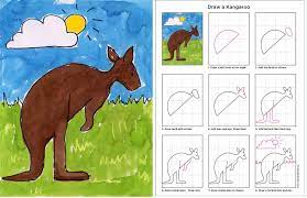 Art Projects For Kids How To Draw A Kangaroo Australian Art For Kids Kangaroo Art Elementary Art Projects