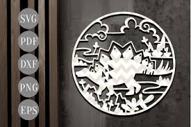 Stegosaurus Dinosaur Papercut Template Baby Boy Svg Pdf Dxf By Personal Epiphany Thehungryjpeg Com