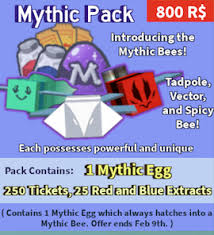 Bee swarm simulator codes (available). Bee Swarm Leaks On Twitter Mythic Pack 800 R The Mythic Pack Gives 1 Mythic Egg 250 Tickets 25 Red And Blue Extracts Cub Buddy Pack 800 R The