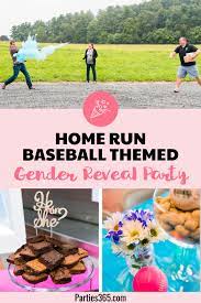 This expecting mom and dad filled a white ball with colored chalk and painted it to look like baseball. Home Run Baseball Gender Reveal Party Parties365