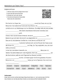 Im arbeitsblatt 1 wählst du selber die zeiten, im 2. Arbeitsblatt Mit Luckentext Zum Thema Haut Arbeitsblatter Unterricht Schule Biologie Unterrichten