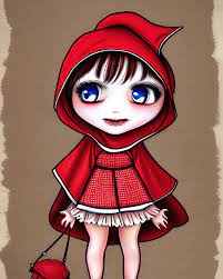 Caperucita Roja Kawaii Chibi con diseño gráfico digital, hiperrealista, con  detalles intrincados · Creative Fabrica