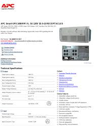 Apc Smart Ups 1400 Rm Xl 5u 120v 8 5 15 Manualzz Com