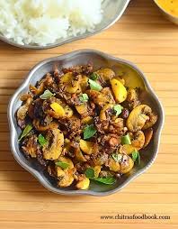 Indian Style Mushroom Stir Fry Recipe Kalan Poriyal Recipe Recipe Mushroom Recipes Indian Recipes Indian Food Recipes Vegetarian