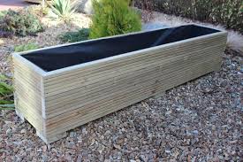Large Wooden Garden Planter Trough In Decking Boards Plant Pots Made From Wood Large Garden Planters Outdoor Wooden Planters Wooden Garden Planters