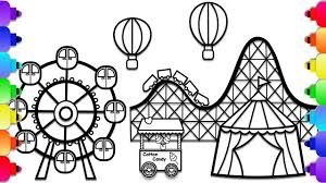 Apple pie coloring book pages. Learn How To Draw An Amusement Park Step By Step Carnival Coloring Page Easy To Draw Youtube