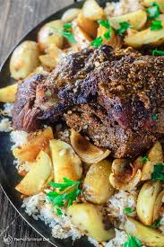 Mediterranean Style Leg Of Lamb Recipe The Mediterranean Dish Leg Of Lamb Covered In A Mediterranean Lamb Recipes Mediterranean Recipes Mediterranean Dishes