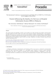 Client government of malaysia (jkr/moh). Factors Influencing The Quality Of E Services On Hospital Information System His In Malaysia Topic Of Research Paper In Economics And Business Download Scholarly Article Pdf And Read For Free On Cyberleninka