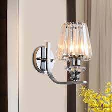 Cone Drum Shade Wall Light Sconce Contemporary Crystal Block 1 Light Indoor Wall Lamp In Chrome Takeluckhome Com