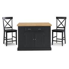 Attractive kitchen island cabinets ikea creative modern. Homestyles Nantucket Black Kitchen Island With Wood Top And 2 Counter Stools 5033 94n8 The Home Depot