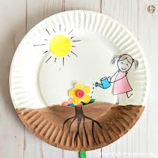 Paper Plate Growing Flower Craft I Heart Crafty Things Kids crafts ideas to make paper plate fishes,sun,moon and clown.