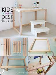 3 get creative with a wooden desk system for three. Simple 1 Hour Kids Coloring Desk Home Made By Carmona