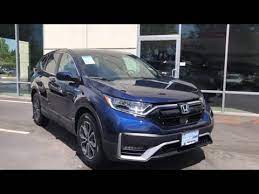 At south motors honda we want you to find the perfect vehicle, and we'll work hard to make sure you do. 2020 Cr V Hybrid Ex L Obsidian Blue Pearl Gray Youtube
