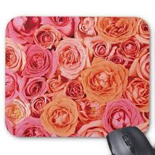 Pink Red Orange Spring Rose Blossoms Pattern Mouse Pad Red Gifts Color Style Cyo Diy Personalize Unique Pink Rose Wallpaper Hd Rose Wallpaper Pink Roses