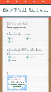 Peran rukun islam dan rukun iman ini sangatlah besar bagi kehidupan kita, seberapa kuat keimanan kita tercermin dari sejauh mana pengamalan kita terhadap keduanya. Rukun Iman Oleh Ustazah Amirah Interactive Worksheet By Wan Amirah Wan Ismail Wizer Me