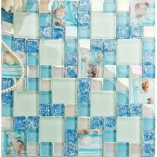 Maybe you would like to learn more about one of these? Green Crackle Glass Mosaic Tile Wall Backspashes Hand Paint Glass Tile Shell Tile Deco Klgt114
