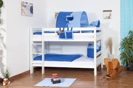 Mit optionalem bettenzubehör wird aus dem schlichten kinderhochbett ein heißgeliebtes spielbett und. Kinderbett Etagenbett Felix Inkl Rollrost Material Buche Massiv Farbe Weiss Lackiert Teilbar