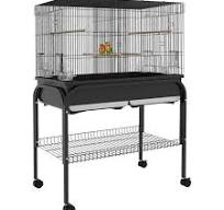 Grand cage oiseaux - PawHut - avec support et roulettes - pour cacatoès  perruche canaris perroquet - acier - 85 x 49 x 119 cm -