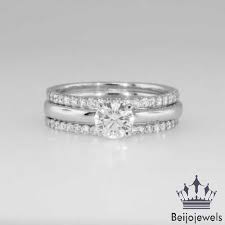 Diamond Solitaire Bridal Set Ladies 10k White Gold Engagement Ring Wedding Band Beijojewe Diamond Engagement Band Band Engagement Ring Bridal Engagement Rings