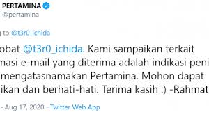 Pengumuman rekrutmen pertamina hoax, waspadai penipuan. Salah Rekrutmen Pt Pertamina 20 Agustus 2020 Turnbackhoax Id