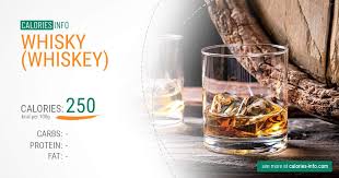 There are 97 calories in one serving (one jigger) of whiskey, scotch, or bourbon. Whisky Whiskey Calories In 100g Oz One Whisky Small Glass And More