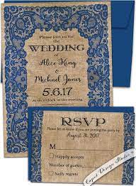 Lace And Burlap Blue Wedding Invitation Cobalt Blue Wedding Invites Ele Burlap Wedding Invitations Royal Blue Wedding Invitations Country Wedding Invitations