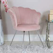 Light Pink Velvet Shell Back Dining Chair Armchair With Chrome Legs Picture Perfect Home Pink Armchair Light Pink Rooms Light Pink Decor