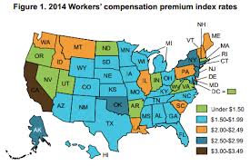 how states rank high to low in workers compensation premiums