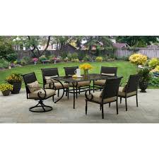Patio Furniture Sets Clearance 7pc Cushioned Dining Aluminum Swivel Rockers Sale 1 166 66end Date Feb 04 06 28buy Patio Outdoor Patio Set Patio Furnishings