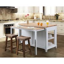 Sistema che permette l'estrazione di un tavolo di grandi dimensioni. Medley 54 In Kitchen Island With Slide Out Table In White N A Overstock 29108677