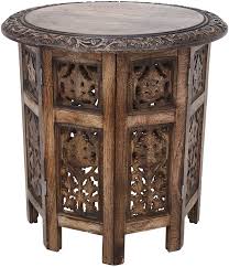 Bedside table, coffee table and dining table are all available in most countries. Amazon Com Round Coffee Tables Decor Antique For Living Room Bedroom Boho Solid Carved Wood Furniture Indian Decorative Mango Wood End Table 18x18 Inch Kitchen Dining