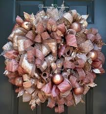 Rose Gold Christmas Wreath Christmas Decor Christmas Wreath Rose Gold Christmas Christmas Wreaths Deco Mesh Christmas Wreaths