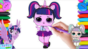 Fun art challenges, diy's and coloring pages and activities can also be found here! Lol Doll Coloring Book Unicorn Color Swap With My Little Pony Twilight Sparkle Mlp Youtube