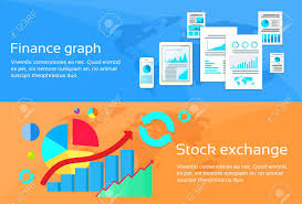 Finance Graph Stock Exchange Chart Web Banner Set Flat Design
