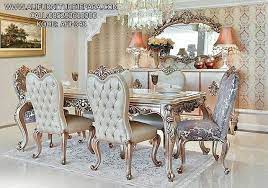 A front elevation is a part of a scenic design. Set Meja Makan Ukir Warna Gold Afj 348 Luxury Dining Room Dining Room Interiors Beautiful Dining Rooms